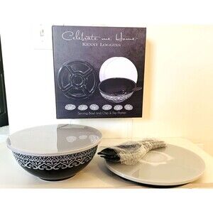 Kenny Loggins 12-Pc Serving Bowl and Chip & Dip Platter Melamine New Box